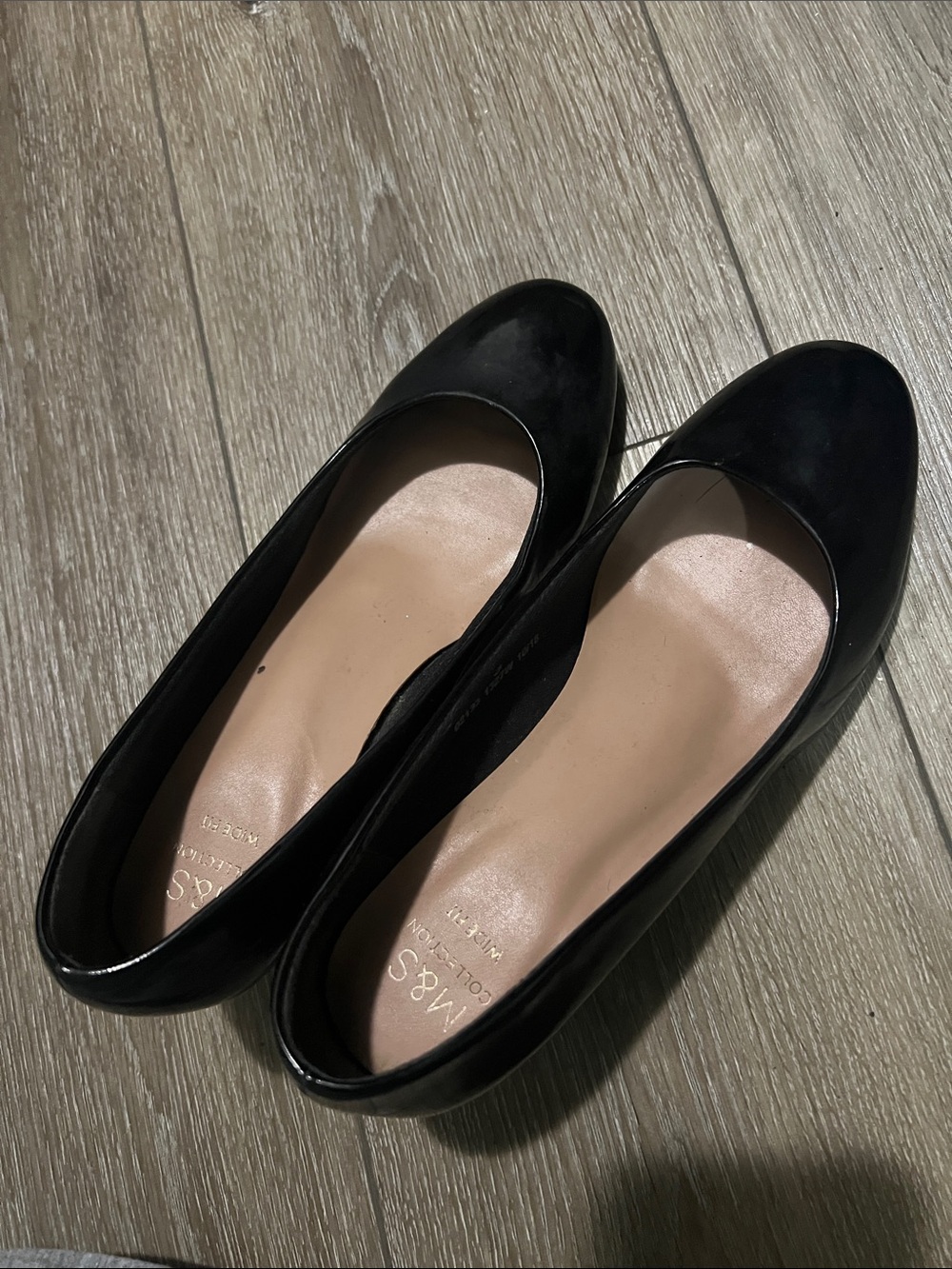 M&S Black patent leather pumps